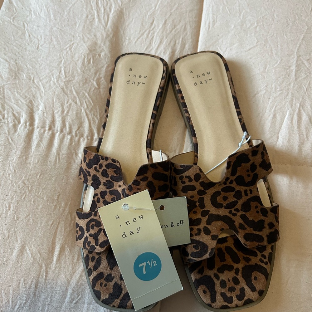 a new day Leopard Slide Sandals - Brown/Black